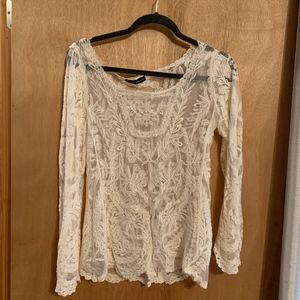 You Are Not Alone-Cream Embroidered Lace Blouse